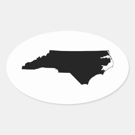 North Carolina in Black en White Ovale Sticker (Voorkant)