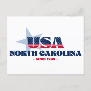 North Carolina in rood, wit en blauw Briefkaart