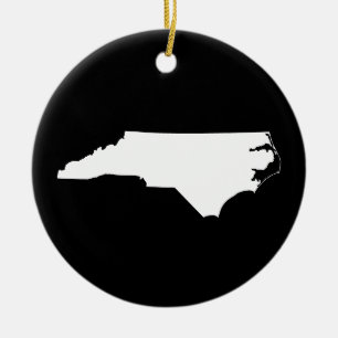 North Carolina in White en Black Keramisch Ornament