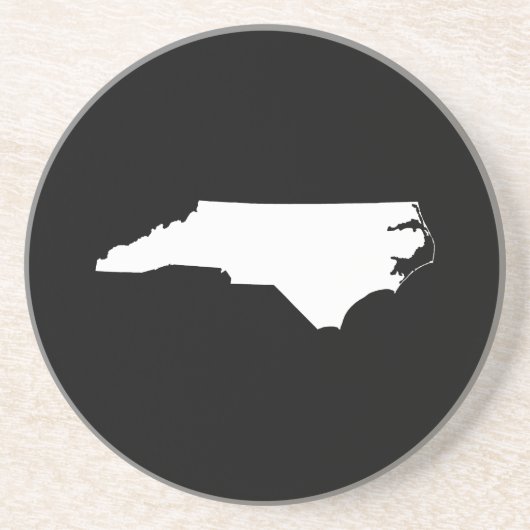 North Carolina in White en Black Zandsteen Onderzetter (Voorkant)