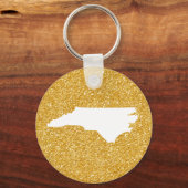 North Carolina in White en Gold Glitter Sleutelhanger (Voorkant)