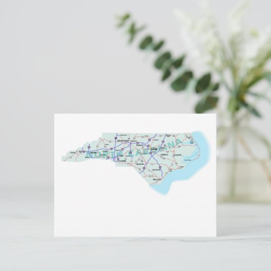 North Carolina Interstate Map Briefkaart (Staand voorkant)