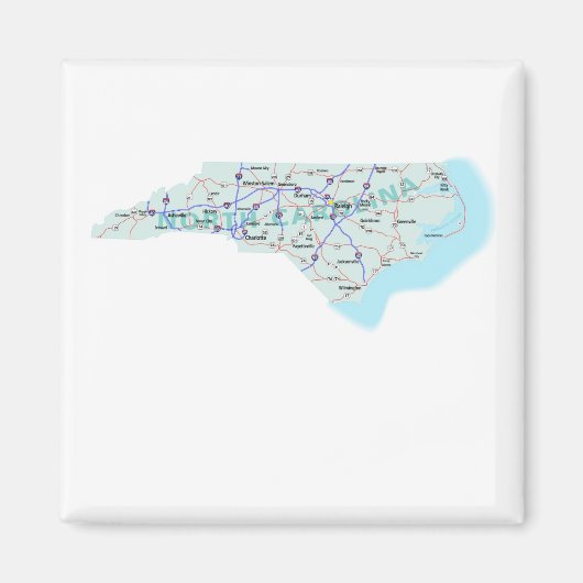 North Carolina Interstate Map Magnet (Voorkant)
