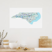 North Carolina Interstate Map Print (Keuken)