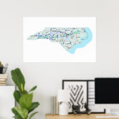 North Carolina Interstate Map Print (Thuiskantoor)