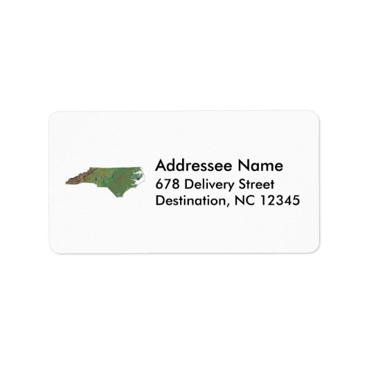 North Carolina Kaart Adreslabel Etiket (Voorkant)