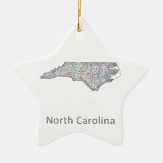 North Carolina-kaart Keramisch Ornament (Voorkant)