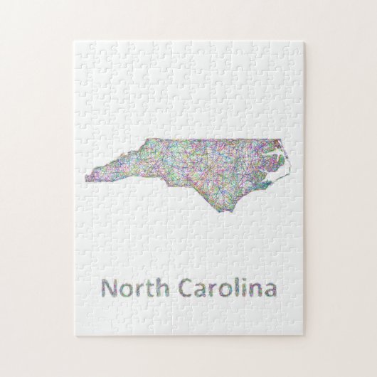 North Carolina-kaart Legpuzzel (Verticaal)