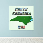 North Carolina kaart overzicht, foto en Amerikaans Canvas Afdruk (Insitu (Houten vloer))