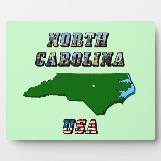 North Carolina kaart overzicht, foto en Amerikaans Fotoplaat (Voorkant)