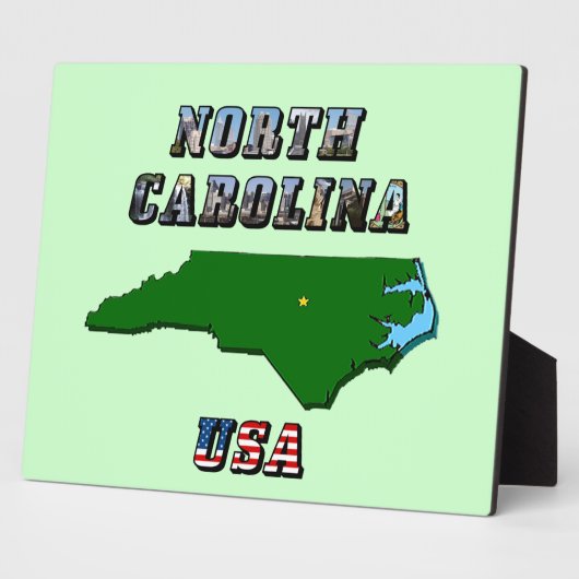 North Carolina kaart overzicht, foto en Amerikaans Fotoplaat (Zijkant)