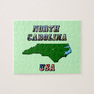 North Carolina kaart overzicht, foto en Amerikaans Legpuzzel