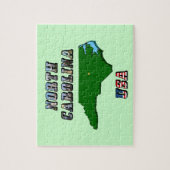 North Carolina kaart overzicht, foto en Amerikaans Legpuzzel (Verticaal)