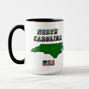 North Carolina kaart overzicht, foto en Amerikaans Mok
