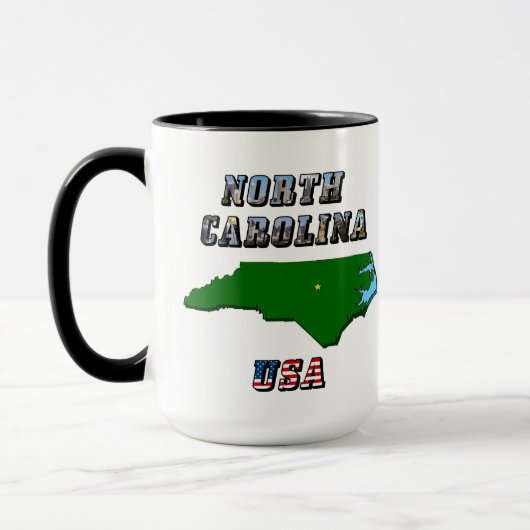 North Carolina kaart overzicht, foto en Amerikaans Mok (Links)
