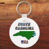 North Carolina kaart overzicht, foto en Amerikaans Sleutelhanger (Voorkant)
