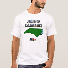 North Carolina kaart overzicht, foto en Amerikaans T-shirt