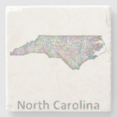 North Carolina-kaart Stenen Onderzetter (Voorkant)