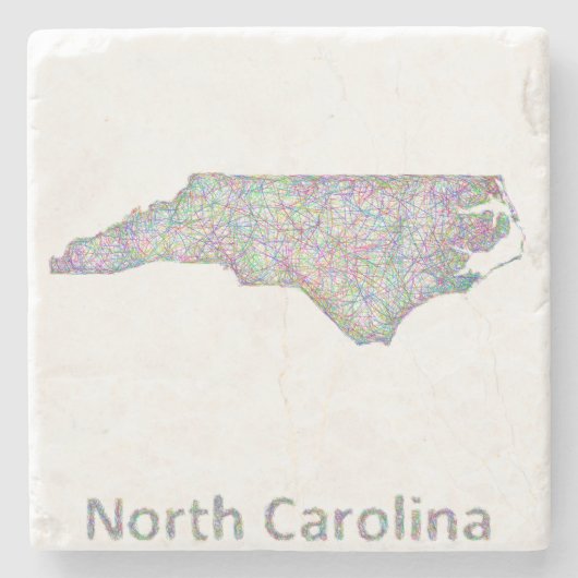 North Carolina-kaart Stenen Onderzetter (Voorkant)