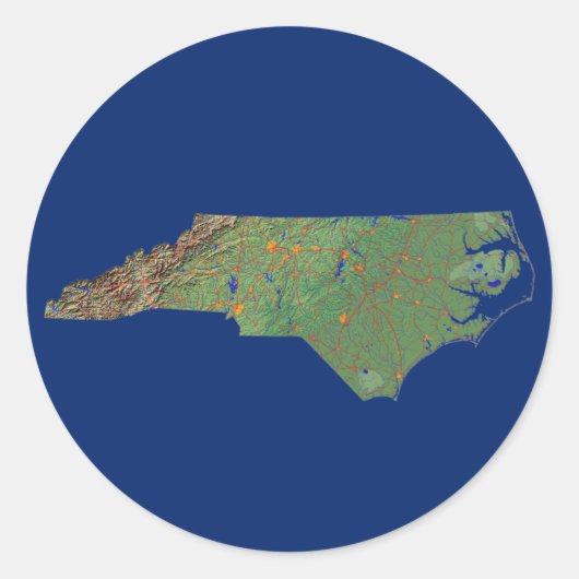 North Carolina Kaart Sticker (Voorkant)
