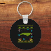 North Carolina Kerst Lelijk Shirt Sleutelhanger (Voorkant)