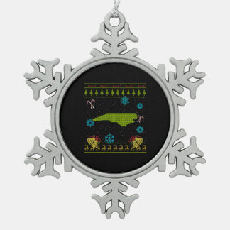 North Carolina Kerst Lelijk Shirt Tin Sneeuwvlok Ornament