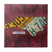 North Carolina License Bord Map keramische tegel V Tegeltje (Voorkant)