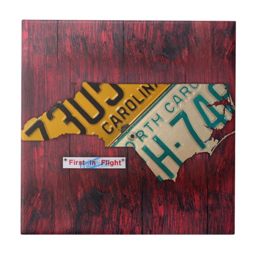 North Carolina License Bord Map keramische tegel V Tegeltje (Voorkant)