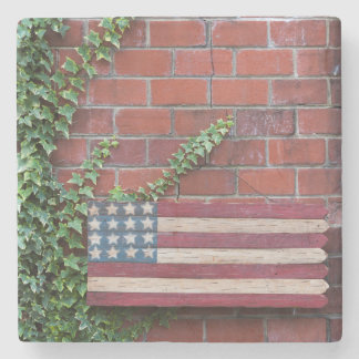 North Carolina, Linville, houten Amerikaanse vlag Stenen Onderzetter