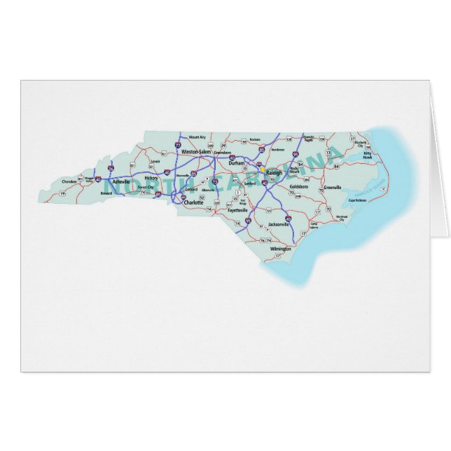 North Carolina Map Blank Card (Voorkant Horizontaal)