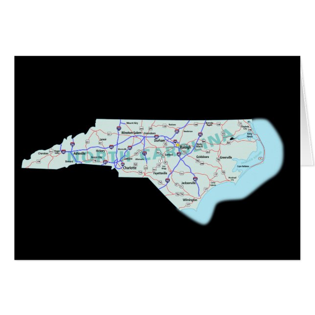 North Carolina Map Card (Voorkant Horizontaal)