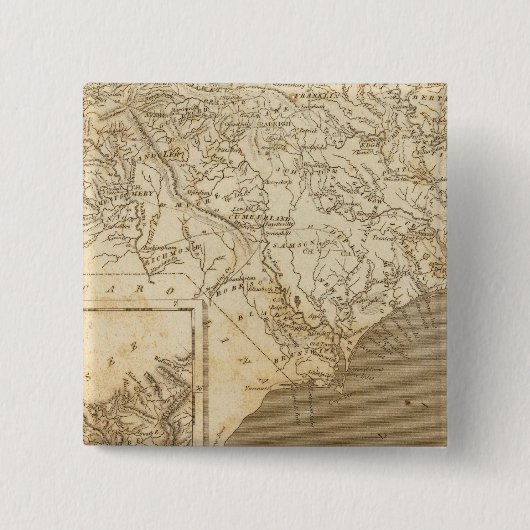 North Carolina Map door Arrowsmith Vierkante Button 5,1 Cm (Voorkant)