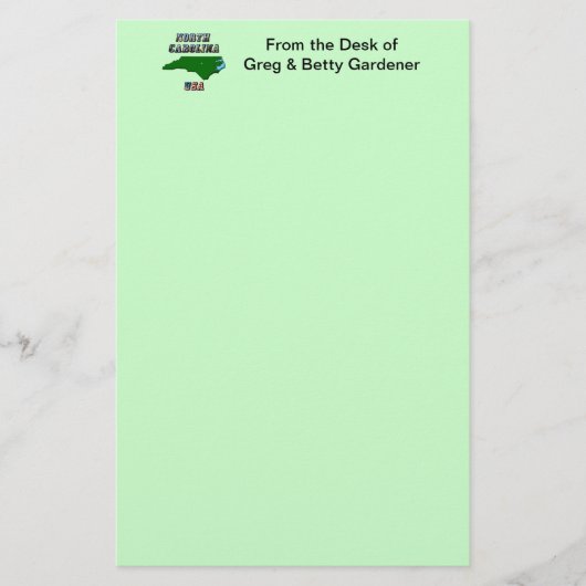 North Carolina Map en Text Briefpapier (Voorkant)