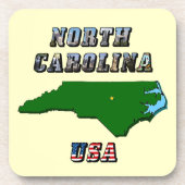 North Carolina Map en Text Drankjes Onderzetter (Voorkant)