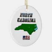 North Carolina Map en Text Keramisch Ornament (Rechts)