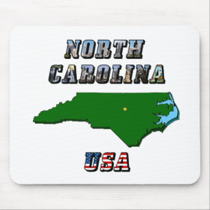 North Carolina Map en Text Muismat