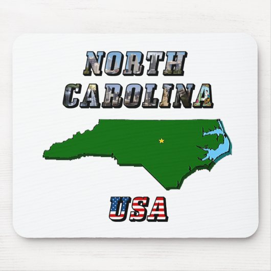 North Carolina Map en Text Muismat (Voorkant)