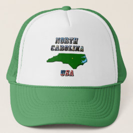 North Carolina Map en Text Trucker Pet