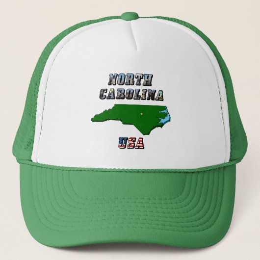 North Carolina Map en Text Trucker Pet (Voorkant)