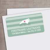 North Carolina Map Home State Love - Custom Heart Etiket