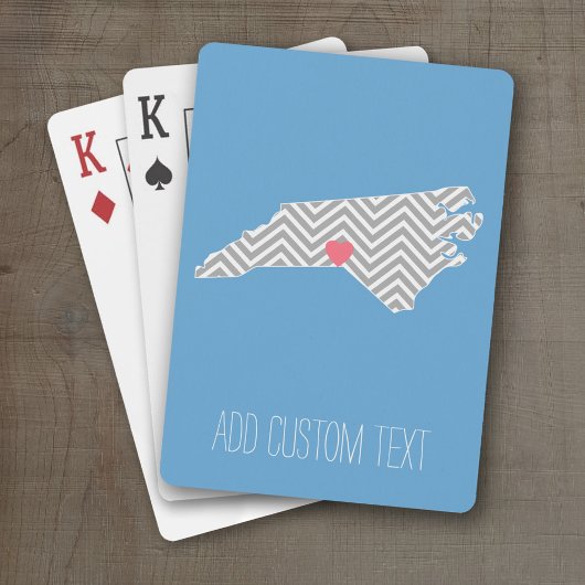 North Carolina Map met aangepaste naam en het hart Speelkaarten