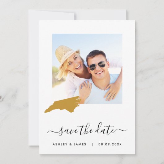 North Carolina Map Photo Wedding Save the Date (Voorkant)