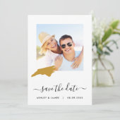 North Carolina Map Photo Wedding Save the Date (Staand voorkant)