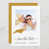 North Carolina Map Photo Wedding Save the Date (Voorkant / Achterkant)