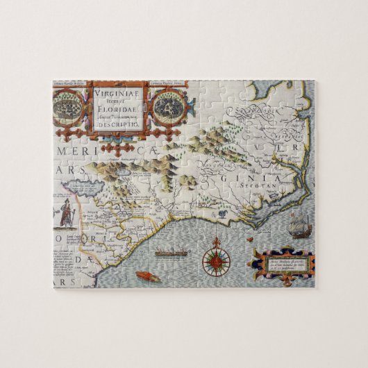 North Carolina, met de titel "Virginiae item et Fl Legpuzzel (Horizontaal)
