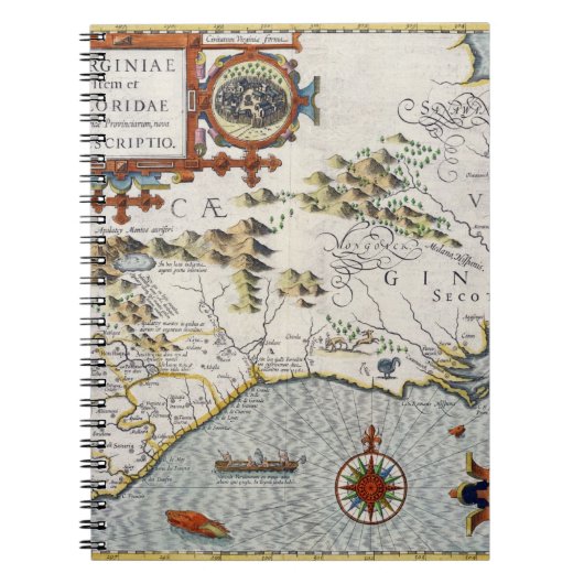 North Carolina, met de titel "Virginiae item et Fl Notitieboek (Voorkant)