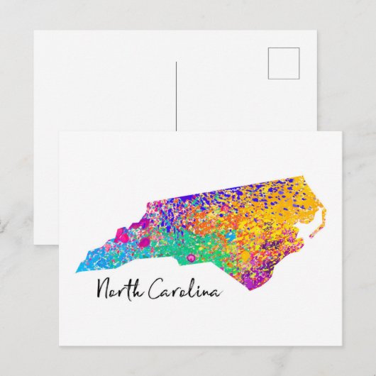 North Carolina Modern Map Briefkaart (Voorkant / Achterkant)