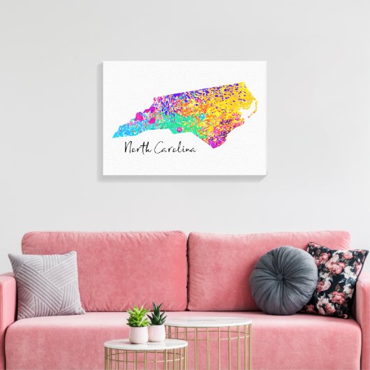 North Carolina Modern Map Canvas Afdruk (Insitu (Woonkamer))