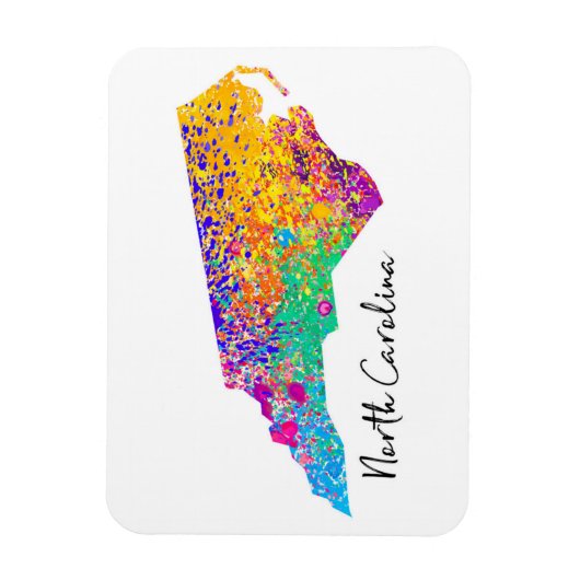 North Carolina Modern Map Magneet (Verticaal)