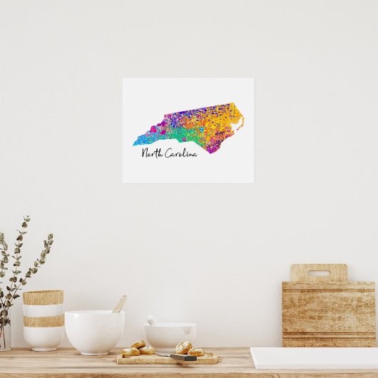 North Carolina Modern Map Poster (Keuken)